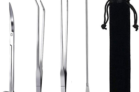 Aquarium Aquascaping Tool, Long Tweezers Scissors Spatula, 4 in 1 Stainless Steel Aquatic Plants Set for Fish Starter Kits, Aquariums Tank and Terrarium