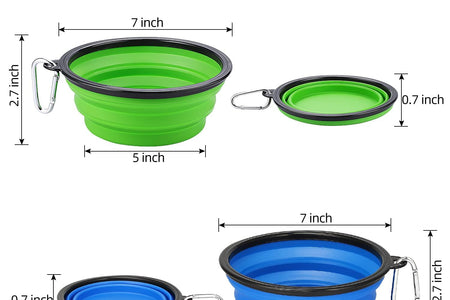 Extra Large Collapsible Dog Bowls 2 Pack, 34Oz Foldable Dog Travel Bowl, Portable Dog Water Food Bowl with Carabiner, Pet Feeding Cup Dish for Traveling, Walking, Parking