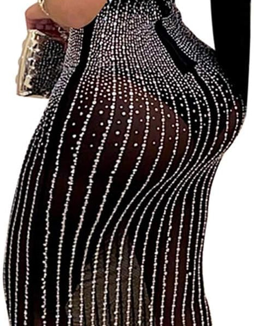 Load image into Gallery viewer, Women Long Sleeve Birthday Dresses Sexy Hot Diamond Process Sexy Dress Party Club Night Dress
