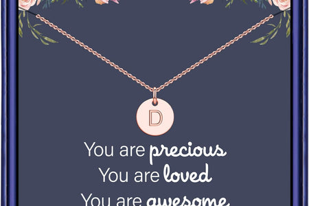 Disc Initial Necklaces for Women Girls, 14K Gold Filled Dainty round Disc Double Side Engraved Hammered Initial Necklace Personalized Letter Pendant Initial Necklaces Jewelry Gifts for Women Girls